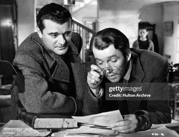 James Stewart and Jack Hawkins in a scene from the film 'No Highway', adapted from the Nevil Shute novel. Released in the US as 'No Highway In The...