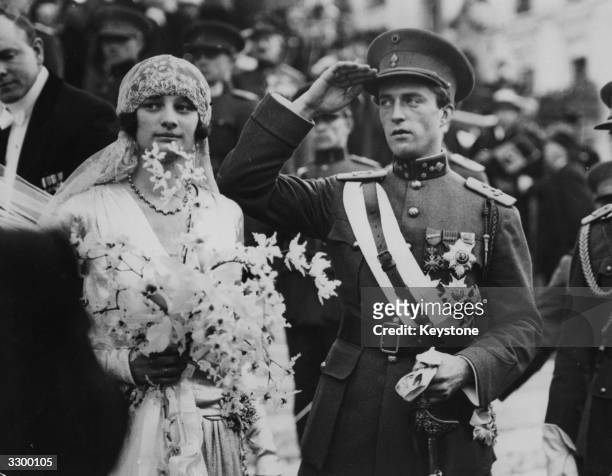 King Leopold III of Belgium with his bride, Queen Astrid just after their wedding in Brussels. Queen Astrid was killed and her husband injured in a...