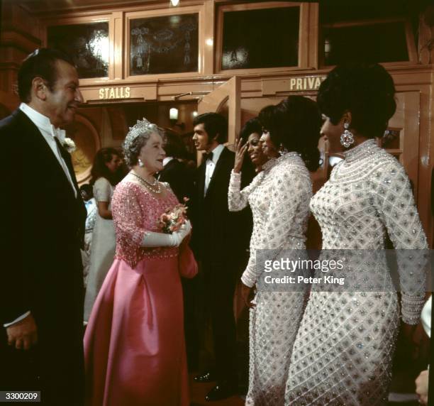 Queen Elizabeth The Queen Mother meets crooner Engelbert Humperdinck, as well as American pop vocal trio Diana Ross and the Supremes after watching...
