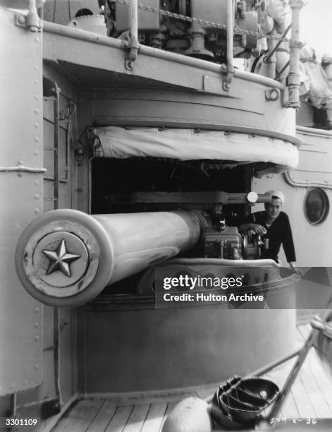 American actor Robert Montgomery , formerly Henry Montgomery spends time aboard the SS Colorado during the filming of 'Shipmates', directed by Harry...