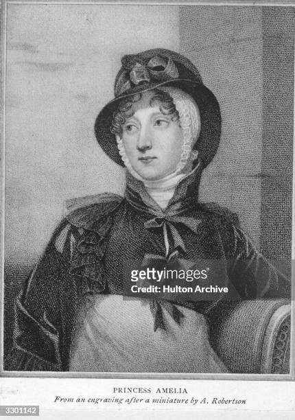 Princess Amelia , daughter of George III of England. From an engraving after a miniature by A Robertson.