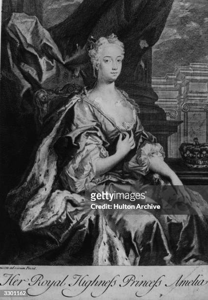 Princess Amelia daughter of George II of England, in a classical setting.