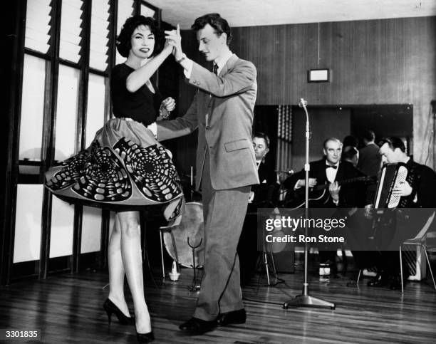 South African model Norma Marla takes ballroom dancing lessons at the Arthur Murray school of dancing in Oxford Street, London.