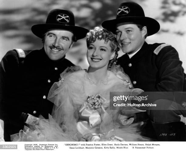 Ellen Drew, William Henry and Preston Foster star in the Paramount film 'Geronimo', directed by Paul Sloane.