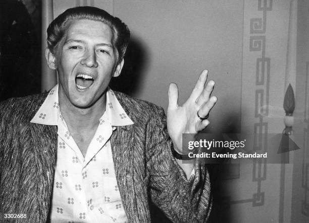 The 'Killer', rock 'n' roll legend, singer and pianist Jerry Lee Lewis, in London whilst on tour.