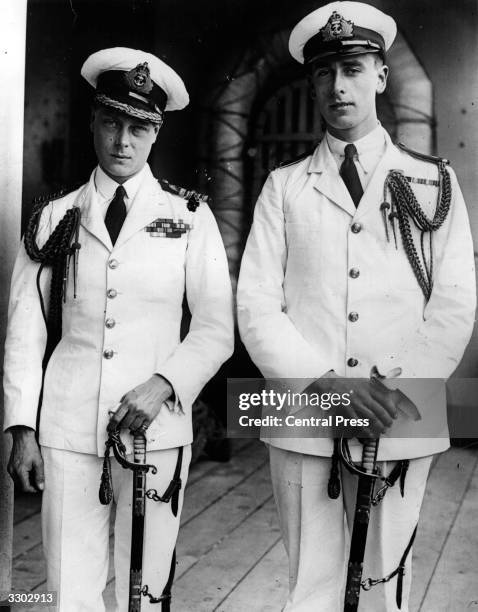 Edward, Prince of Wales and Louis Mountbatten , who later became a British naval commander and statesman, on board the ship 'Renown' during a world...