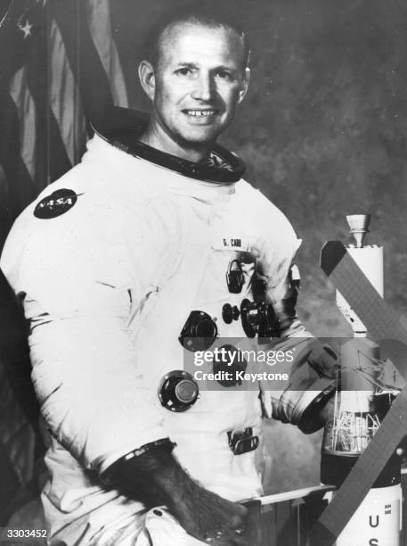 Gerald Carr, one of the Skylab astronauts, who will blast off with his colleagues Edward Gibson and William Pogue for a minimum of 60 days, the...