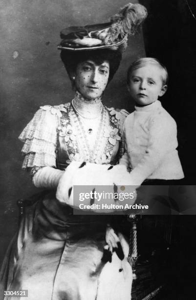 Queen Maud of Norway, , daughter of King Edward VII and Queen Alexandra, wife of King Haakon VII of Norway, elected King in 1905, with their son...