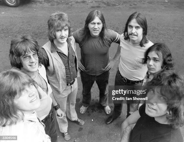 American rock band Chicago, in England to top the bill at the 1970 Isle of Wight festival. From left to right; Pete Cetera , James Pankow , Lee...