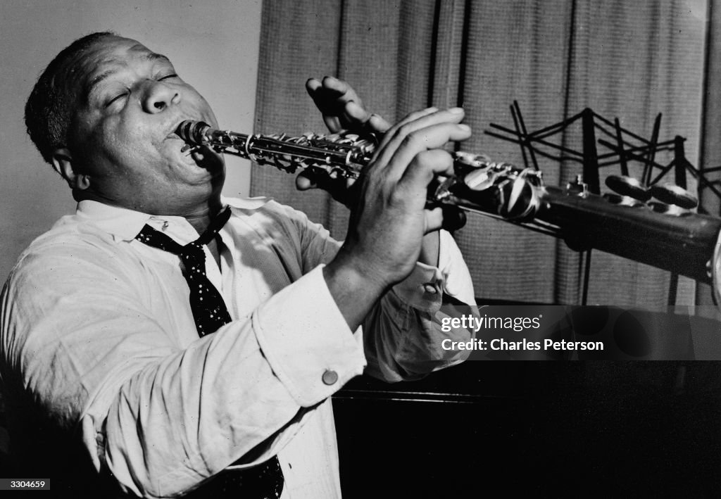 Sidney Bechet Playing Clarinet In Studio