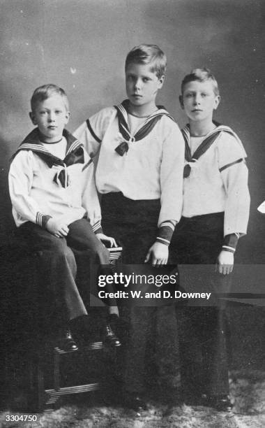 From left, Prince Henry, , Prince Edward, , later the Duke of Windsor, and Prince Albert, , later King George VI.