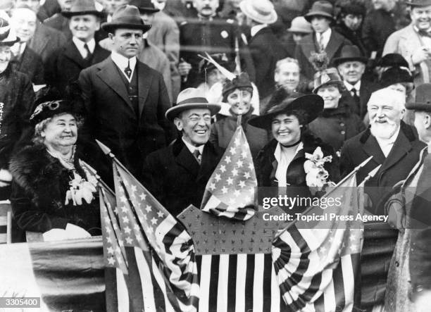 Woodrow Wilson, the 28th President of the United States, and his wife Edith , at a baseball tournament.