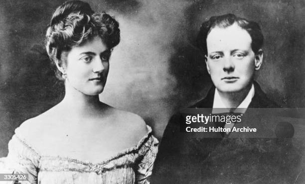 British author and statesman Winston Churchill with his fiancee Clementine, at the time of their engagement.