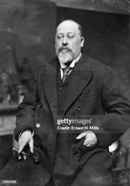Edward VII, , eldest son of Queen Victoria and Prince Albert, King of Great Britain from 1901, at Sandringham.