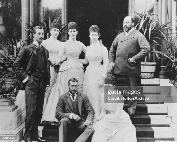 King Edward VII as Prince of Wales , Queen Alexandra as Princess of Wales and their five children. From left, Albert Victor, Duke of Clarence; Maud,...
