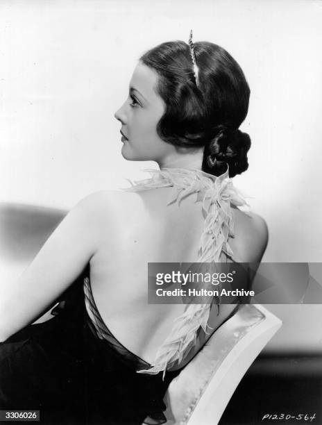 American actress Sylvia Sidney wearing the tiara hairdress she wore in 'Thirty Day Princess.'
