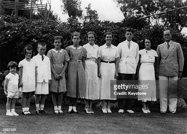 American multi-millionaire Joseph Patrick Kennedy , the newly-appointed ambassador to London, with his wife Rose Kennedy and eight of their nine...