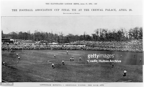 Tottenham Hotspur and Sheffield United in action during the FA Cup Final at Crystal Palace. The match ended in a 2-2 draw, but Spurs won the replay...