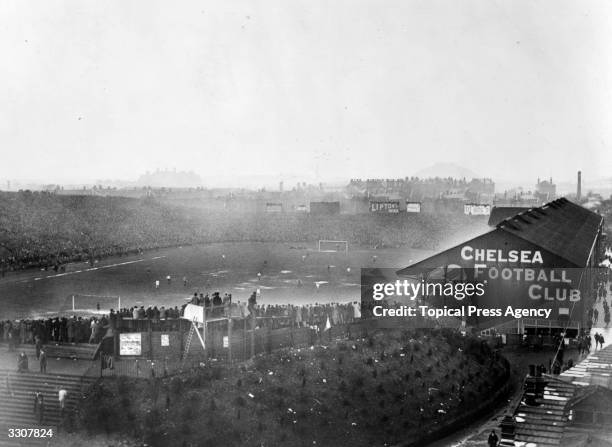 The FA Cup Final in progress between Tottenham Hotspur and Wolverhampton Wanderers at Chelsea's Stamford Bridge ground. Spurs won 1-0.