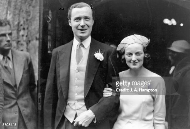 Diana Churchill, daughter of Winston Churchill, at her wedding to Duncan Edwin Sandys, Baron Duncan-Sandys, MP for Norwood.