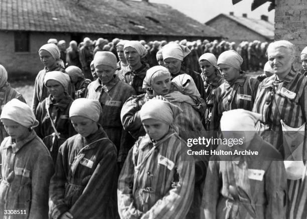 Scene from 'Ostatni Etap' , a film about German atrocities at Auschwitz concentration camp. It was filmed by two former inmates and directed by Wanda...