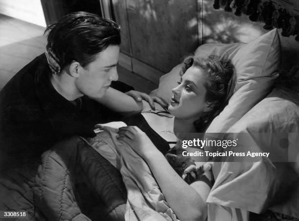 Swedish director, screenwriter and actress Mai Zetterling stars opposite Alf Kjellin in the film 'Hets' , written by Ingmar Bergman. The film was...