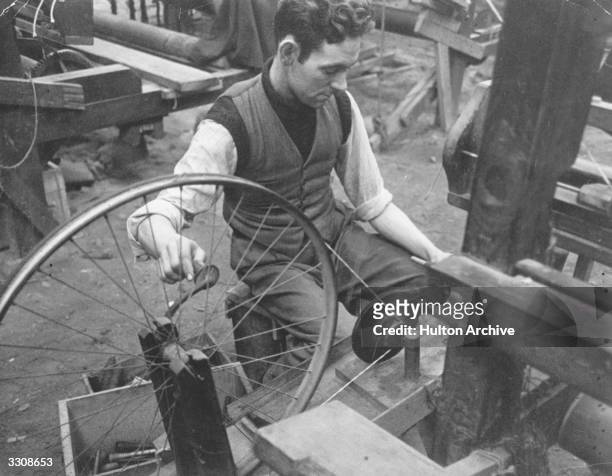 The process of handweaving at Newtownards, County Down, on the outskirts of Belfast.