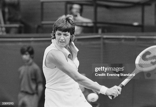 Margaret Court of Australia in action at the Wimbledon Tennis Championships.