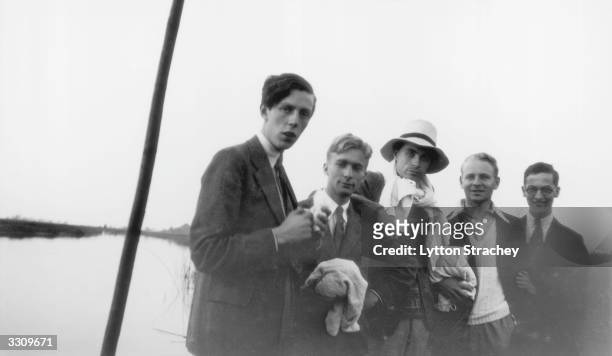British art historian and Soviet spy Anthony Blunt at Cambridge, where he was a fellow at Trinity College, with Francis Warre-Cornish, unknown,...