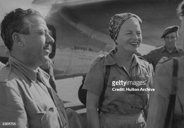 British singer and comedian Gracie Fields with her second husband, during an ENSA tour of Egypt.