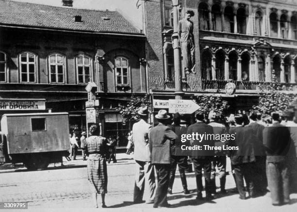 Gestapo hangings in Belgrade, Yugoslavia, where resistance to the German occupation is met with violence.