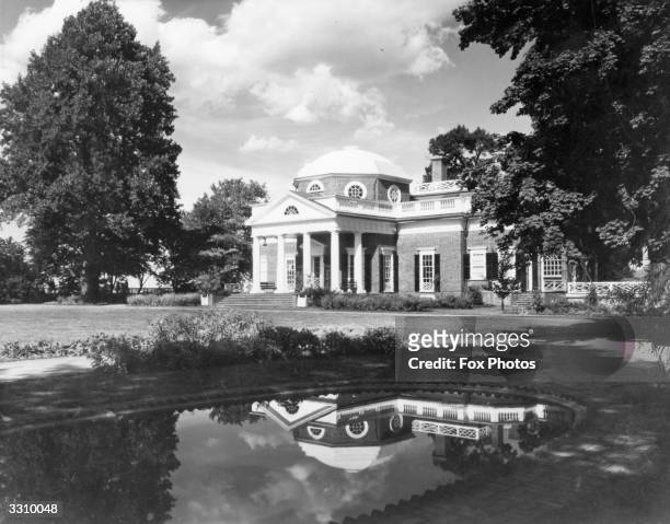 View of Monticello, the home of Thomas Jefferson, the third President of the United States, Charlottesville, Virginia, circa 1950.