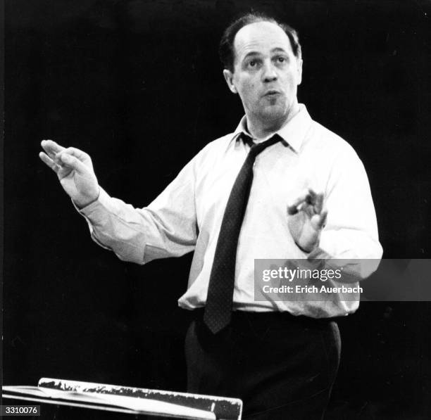 French composer Pierre Boulez conducting.