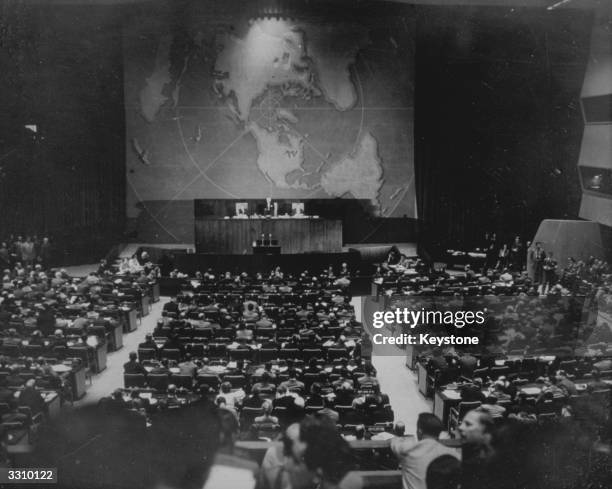 The United Nations General Assembly at Flushing, New York, following the announcement that Russia has the Atomic Bomb.