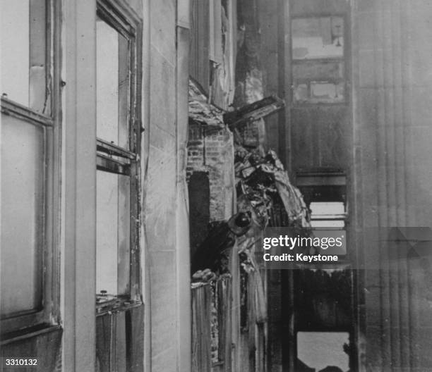 Part of a US B-25 bomber which crashed into the Empire State Building in New York City. The main part of the wreckage fell into the street, while...