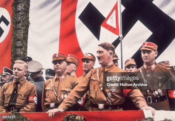 German Dictator, Adolf Hitler addressing a rally in Germany.