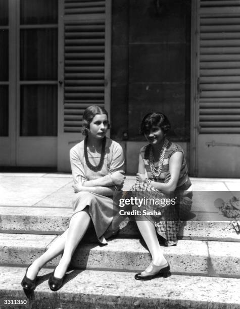 French fashion designer Coco Chanel with Lady Abdy at Fanbourg St Honore in France.