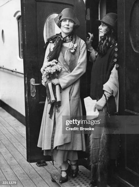 Lady Diana Cooper on the 'Homeric' with her mother.