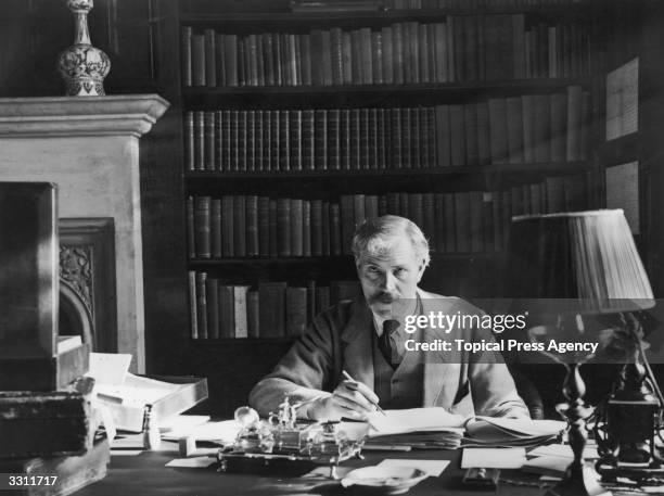 Prime Minister Ramsay MacDonald at work in his study at Chequers.