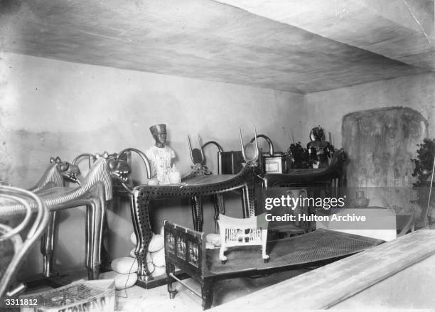 Reconstruction of Tutankhamen's tomb, on show at the Wembley Exhibition, London.