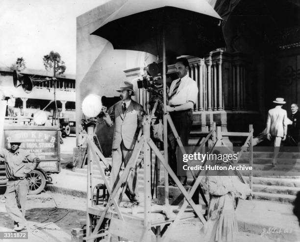 Camera on the set of the first talking film, 'The Jazz Singer'.