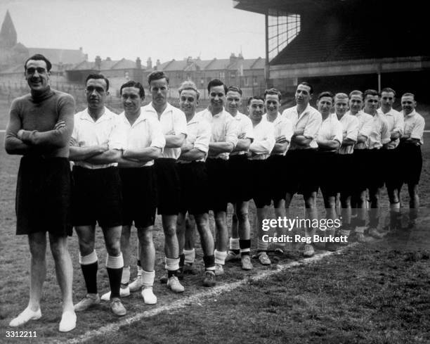 Members of the England football team pose for a picture at Highbury before the start of a series of International matches: Left to Right:- Frank...