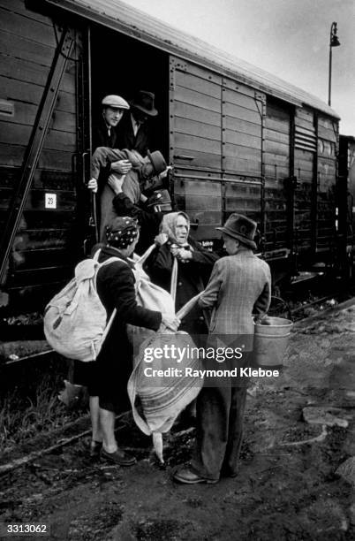 Germans in Czechoslovakia being sent back to Germany. An estimated two and a quater million Germans are being expelled from Czechoslovakian...