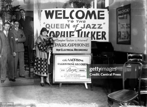 Sophie Tucker ragtime legend most famous for the tune 'Some Of These Days', at the Rivoli Cinema in east London.