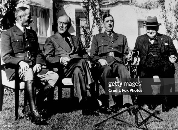 General Henri Giraud, President Franklin Delano Roosevelt, General Charles de Gaulle and Winston Churchill at the Casablanca Conference.