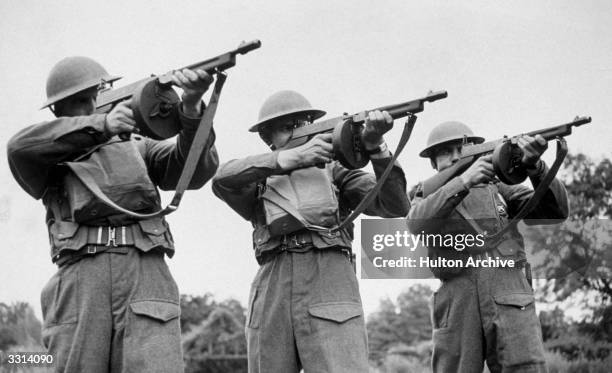 Men of the Guards Regiment training with 'Tommy' guns.
