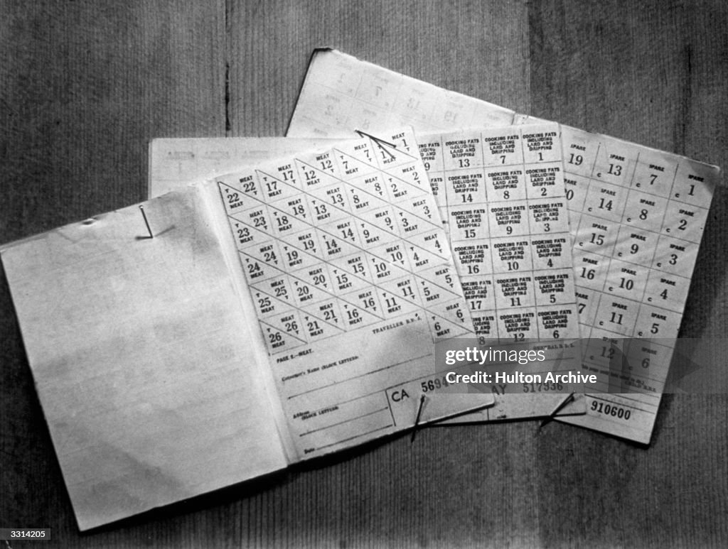 Government Ration Books Ration books, issued by the British government, for meat, cooking fat ...