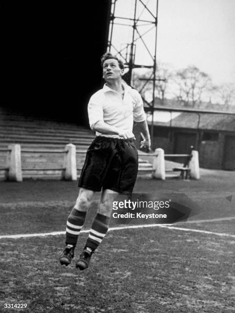 Preston North End footballer Tom Finney in action during a training session.