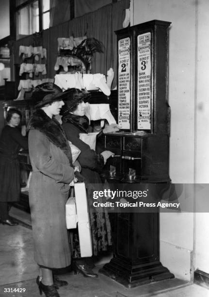 Tube ticket dispensing machine in the department store Selfridges, London.