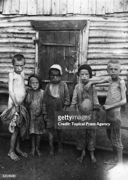 Starving children at Samara Camp during the famine in Russia.